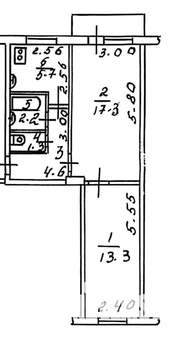 2-к квартира, вторичка, 44м2, 4/5 этаж
