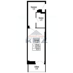 1-к квартира, вторичка, 34м2, 16/16 этаж