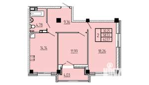 2-к квартира, строящийся дом, 63м2, 8/16 этаж
