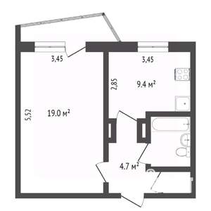 1-к квартира, вторичка, 36м2, 8/9 этаж