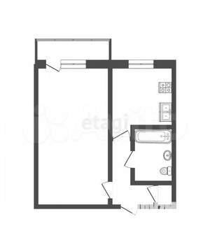 1-к квартира, вторичка, 29м2, 5/5 этаж