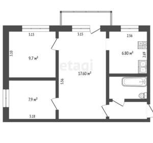 3-к квартира, вторичка, 49м2, 2/5 этаж