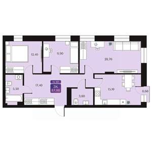 3-к квартира, вторичка, 87м2, 5/9 этаж