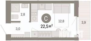 Студия квартира, вторичка, 23м2, 7/16 этаж