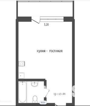 Студия квартира, вторичка, 30м2, 1/9 этаж