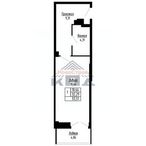 1-к квартира, вторичка, 34м2, 16/16 этаж