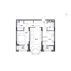 2-к квартира, строящийся дом, 66м2, 2/12 этаж