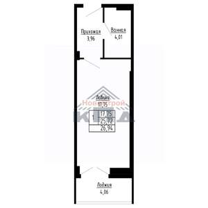 1-к квартира, строящийся дом, 27м2, 7/16 этаж