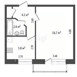 1-к квартира, вторичка, 29м2, 3/5 этаж