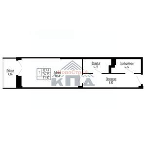 1-к квартира, вторичка, 38м2, 4/16 этаж