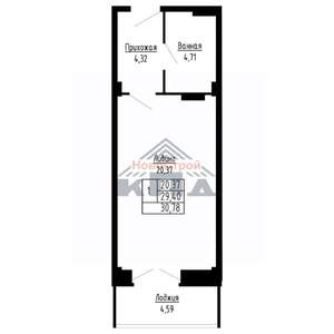 1-к квартира, строящийся дом, 31м2, 5/16 этаж