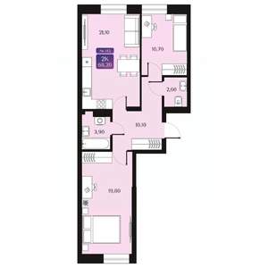 2-к квартира, вторичка, 68м2, 3/9 этаж