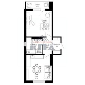 1-к квартира, строящийся дом, 55м2, 7/16 этаж