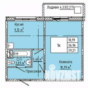 1-к квартира, строящийся дом, 39м2, 4/10 этаж