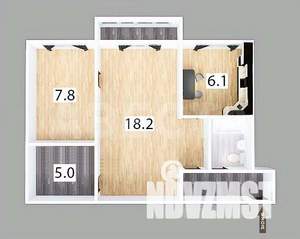 2-к квартира, вторичка, 45м2, 3/5 этаж