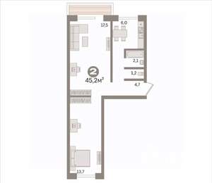 2-к квартира, вторичка, 45м2, 5/5 этаж