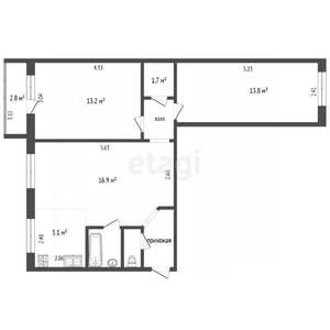 3-к квартира, вторичка, 59м2, 5/5 этаж