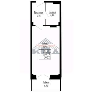 1-к квартира, строящийся дом, 30м2, 16/16 этаж
