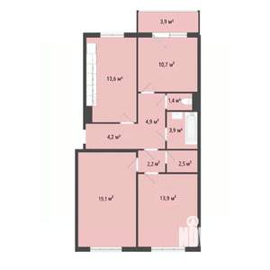 3-к квартира, строящийся дом, 76м2, 1/10 этаж