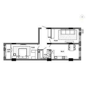 2-к квартира, строящийся дом, 69м2, 2/8 этаж