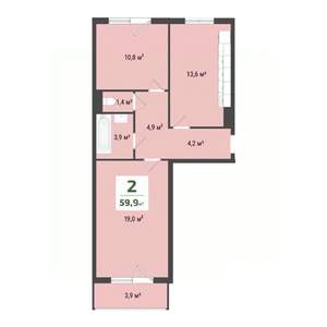 2-к квартира, вторичка, 58м2, 8/10 этаж