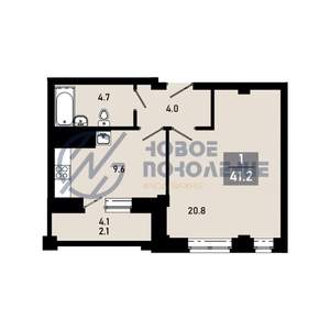 1-к квартира, строящийся дом, 40м2, 8/18 этаж