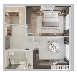 1-к квартира, строящийся дом, 44м2, 5/9 этаж