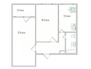 2-к квартира, вторичка, 43м2, 6/9 этаж