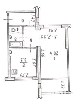 1-к квартира, вторичка, 39м2, 6/9 этаж