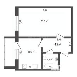 1-к квартира, вторичка, 37м2, 6/10 этаж