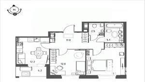 2-к квартира, строящийся дом, 62м2, 10/13 этаж