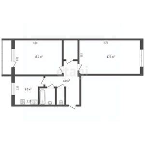 2-к квартира, вторичка, 46м2, 2/5 этаж