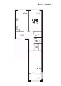 2-к квартира, строящийся дом, 70м2, 7/14 этаж