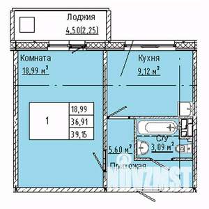 1-к квартира, вторичка, 39м2, 6/10 этаж