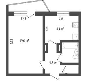 1-к квартира, вторичка, 37м2, 4/9 этаж