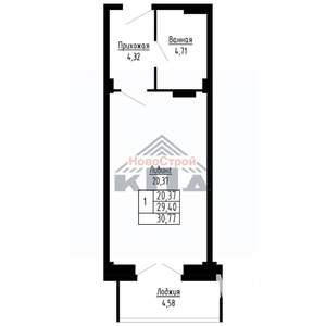 1-к квартира, вторичка, 31м2, 15/16 этаж