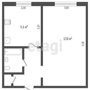 1-к квартира, вторичка, 30м2, 2/9 этаж