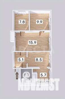 4-к квартира, вторичка, 59м2, 1/5 этаж
