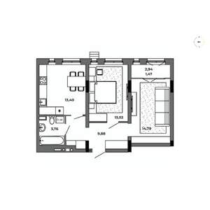2-к квартира, строящийся дом, 56м2, 7/8 этаж