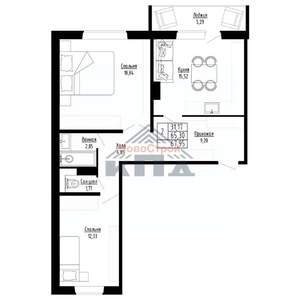 2-к квартира, строящийся дом, 68м2, 6/8 этаж