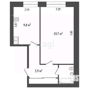 1-к квартира, вторичка, 40м2, 7/9 этаж