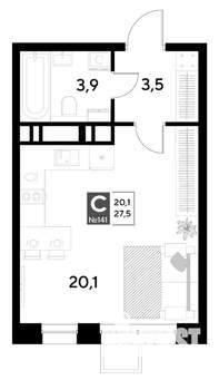 Студия квартира, строящийся дом, 28м2, 12/21 этаж
