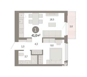 1-к квартира, вторичка, 41м2, 6/16 этаж