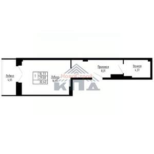 1-к квартира, строящийся дом, 30м2, 5/16 этаж