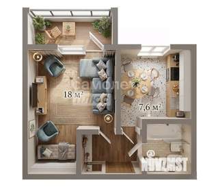 1-к квартира, вторичка, 32м2, 5/5 этаж