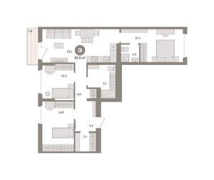 3-к квартира, вторичка, 92м2, 7/8 этаж