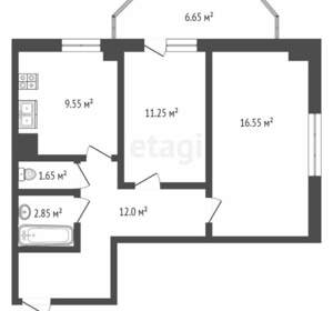 2-к квартира, вторичка, 59м2, 1/16 этаж