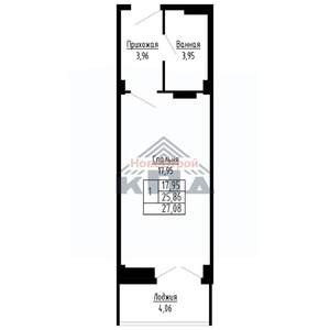 1-к квартира, строящийся дом, 27м2, 7/16 этаж