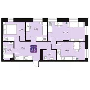 3-к квартира, вторичка, 87м2, 6/9 этаж