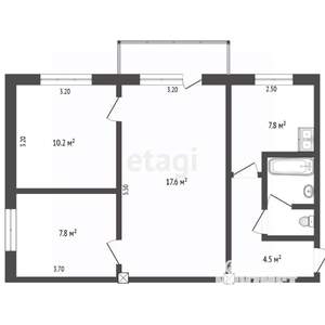 3-к квартира, вторичка, 49м2, 4/5 этаж